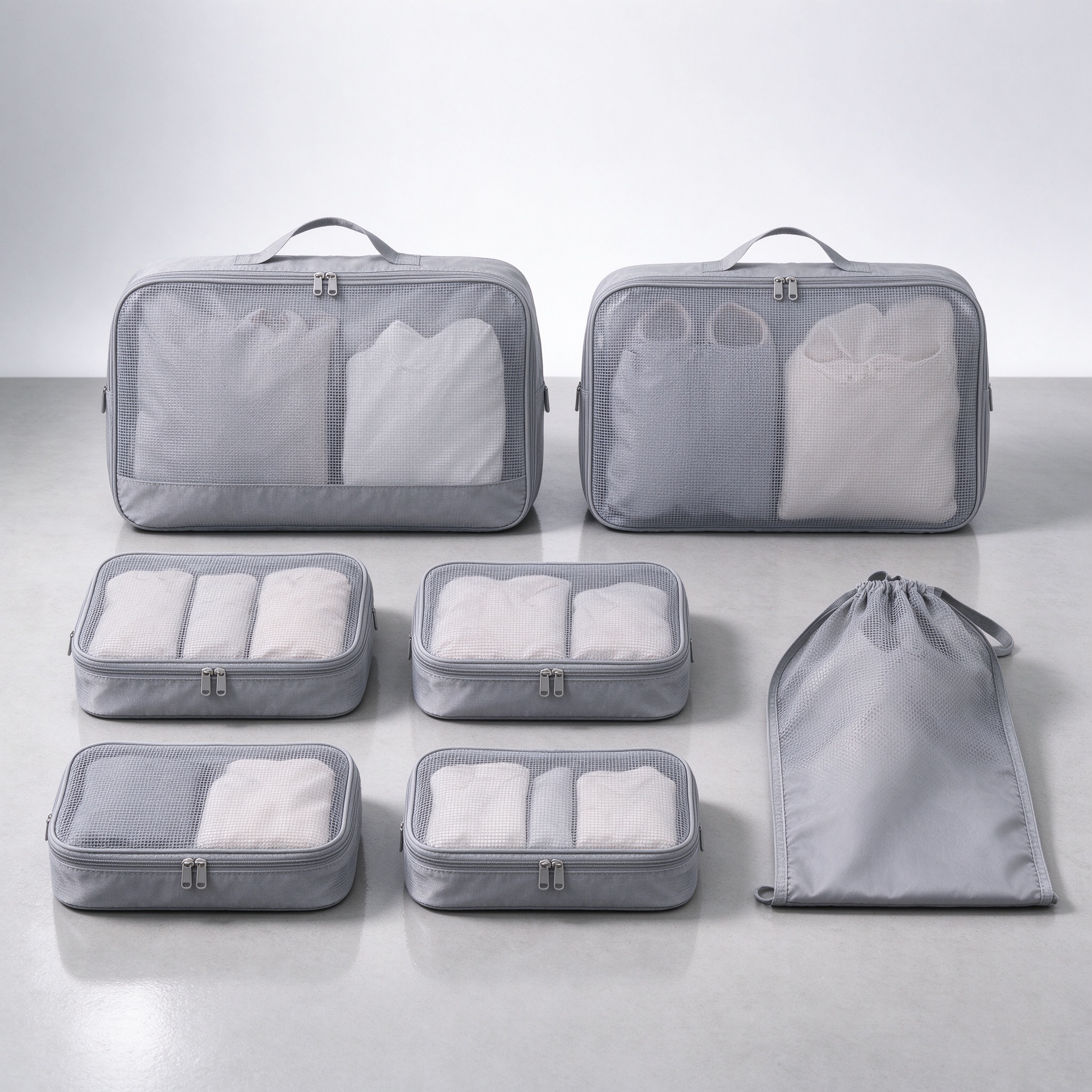 Packing Cubes 7-Piece Set - Grey (New)