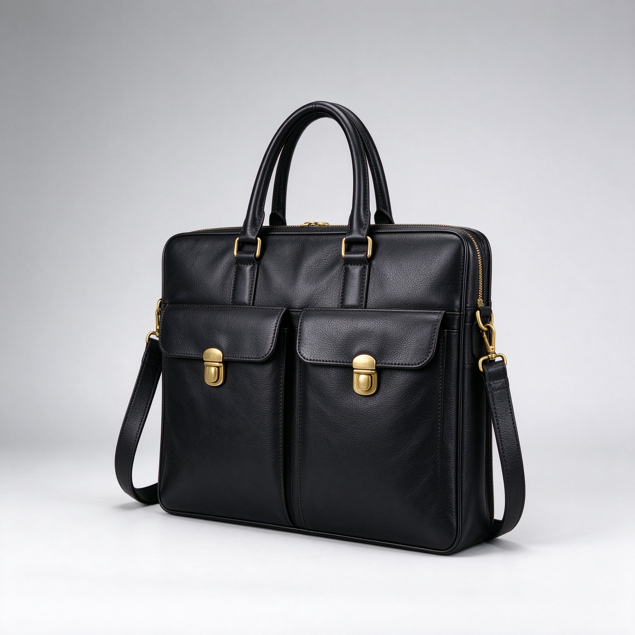 14" Leather Briefcase - Black (Grade A)