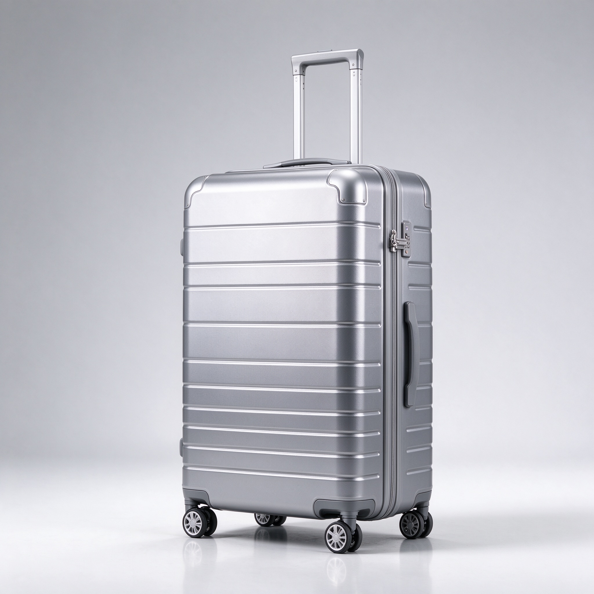 28" Large Checked Suitcase - Silver Grey (Grade B)