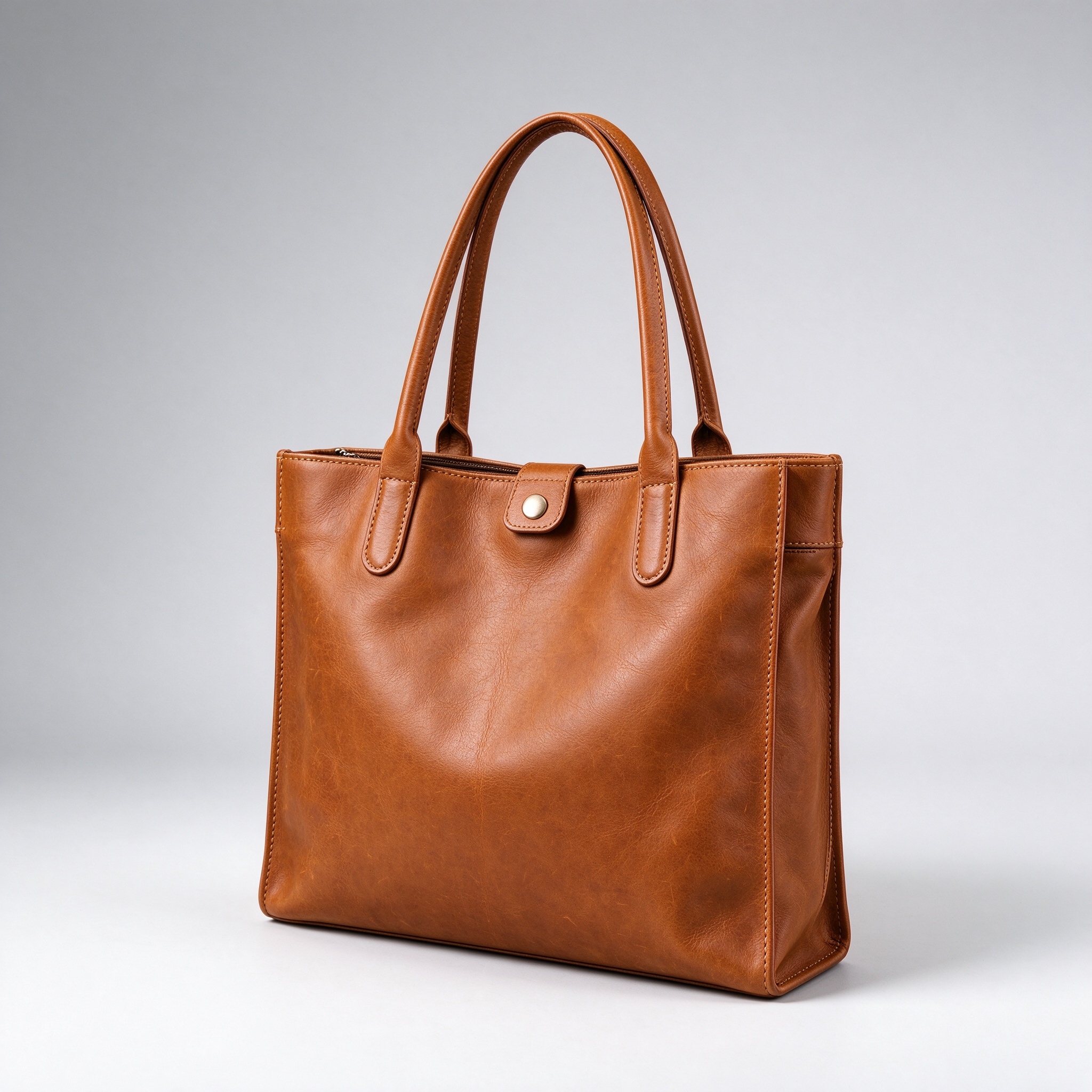 Genuine Leather Tote Bag - Cognac (Grade A)